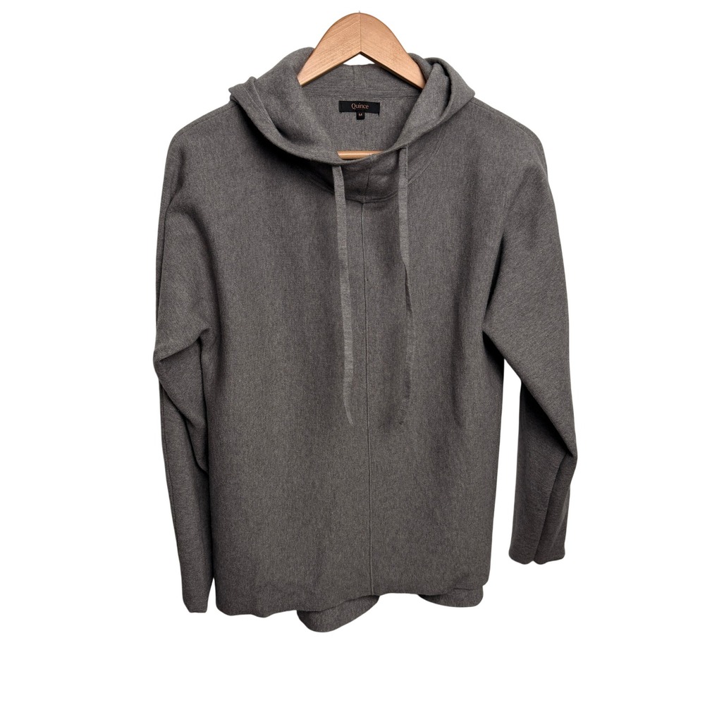 Quince Eco Knit Milano Stitch Hoodie M Gray Soft Casual Athleisure Loungewear